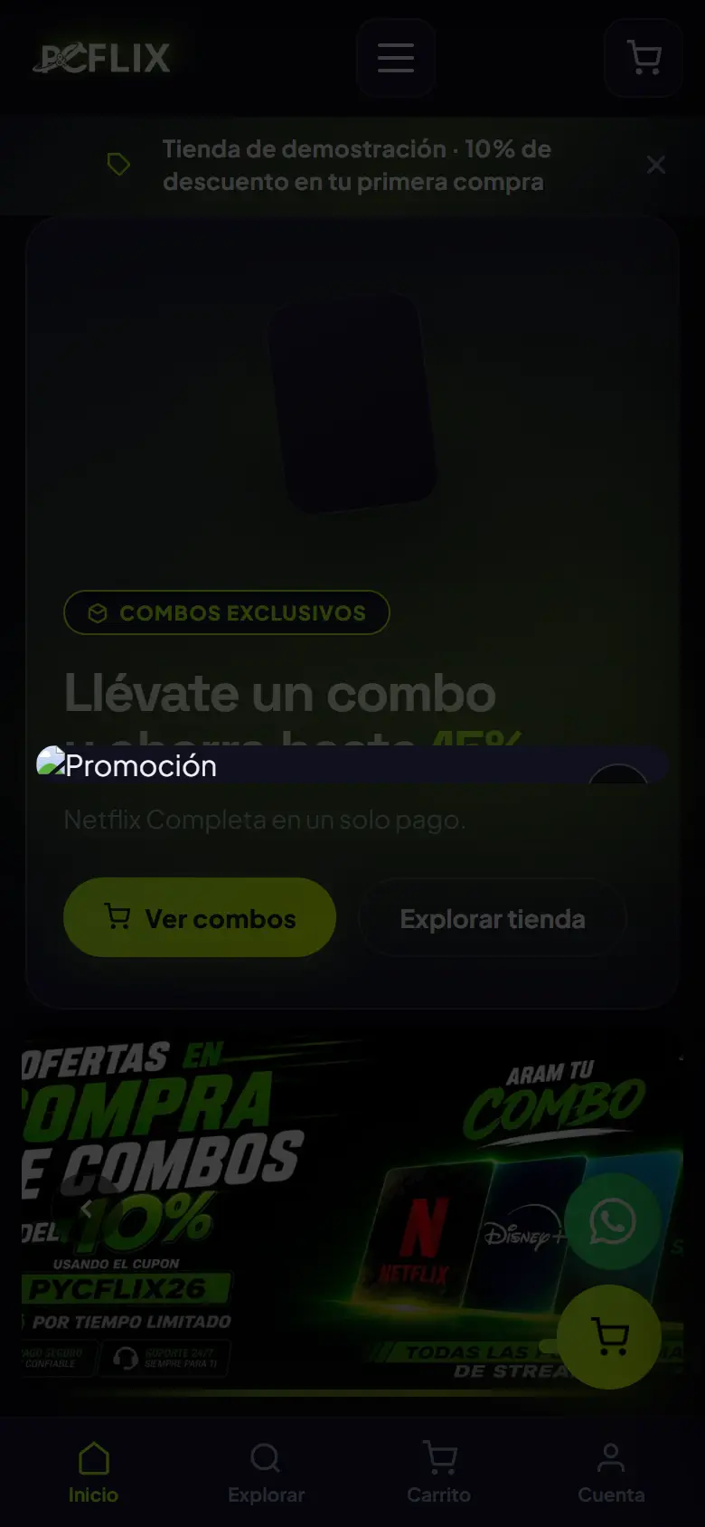 La tienda en el celular